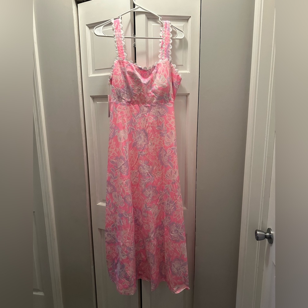 NWT LILLY PULITZER DWYER MIDI DRESS SIZE M MEDIUM ROUSSEAU PINK ZEN GARDEN